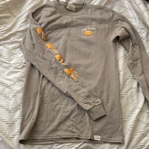 Taupe Long Sleeve Shirt with Pumpkin and Harvest Accents